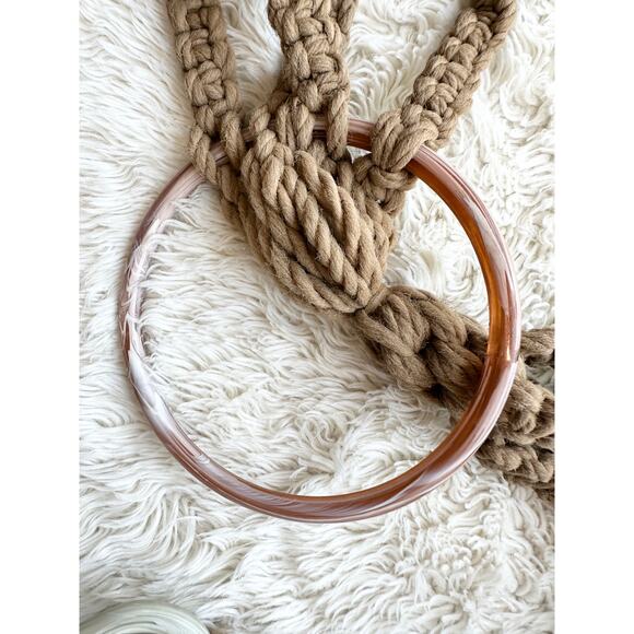 Vintage 70's Macrame Hanging Towel Holder - Picture 3 of 8